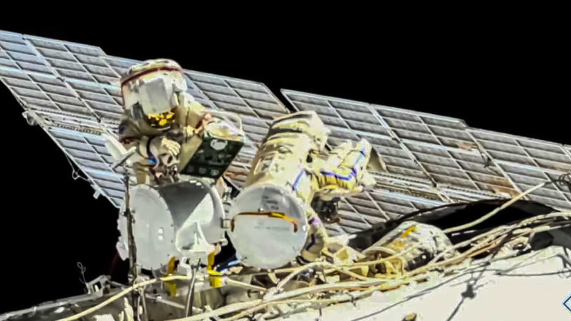 Russian cosmonaut and Italian astronaut complete a 7-hour spacewalk